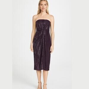 DVF Piaza Cuvet Sequined Strapless Midi Dress 2 Purple NEW